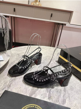 UA Ch**an Louboutin Mary Jane Pumps Janispikes Slingback Pumps