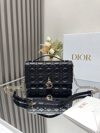 My D*0r Top Handle Bag Black 9.5 x 5.5 x 3 inches