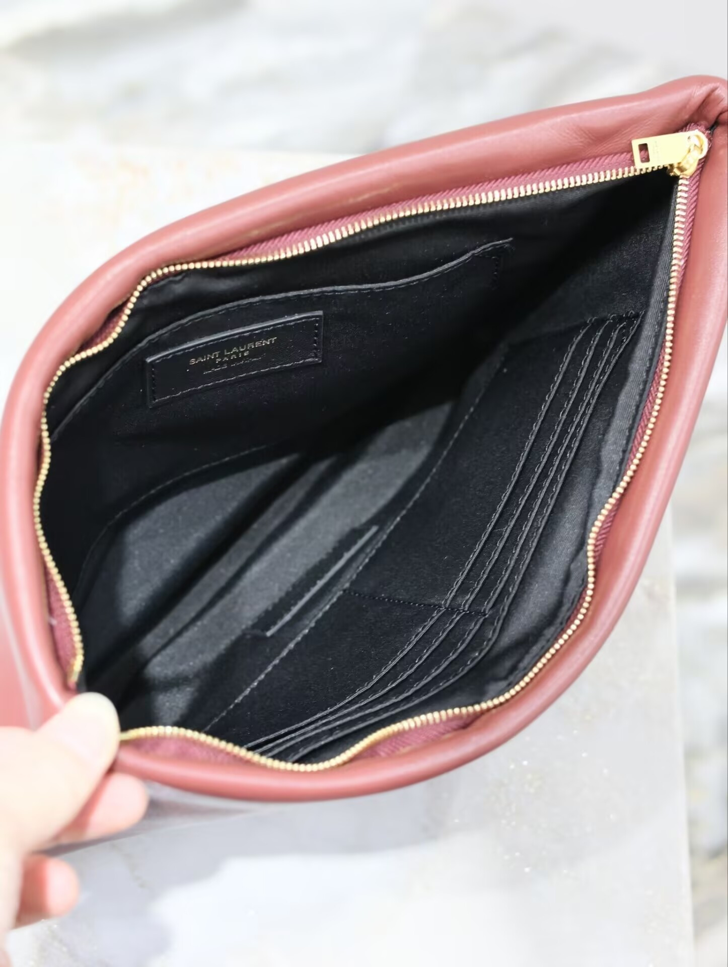 Y*L CALYPSO large pouch in lambskin 30x22x3cm