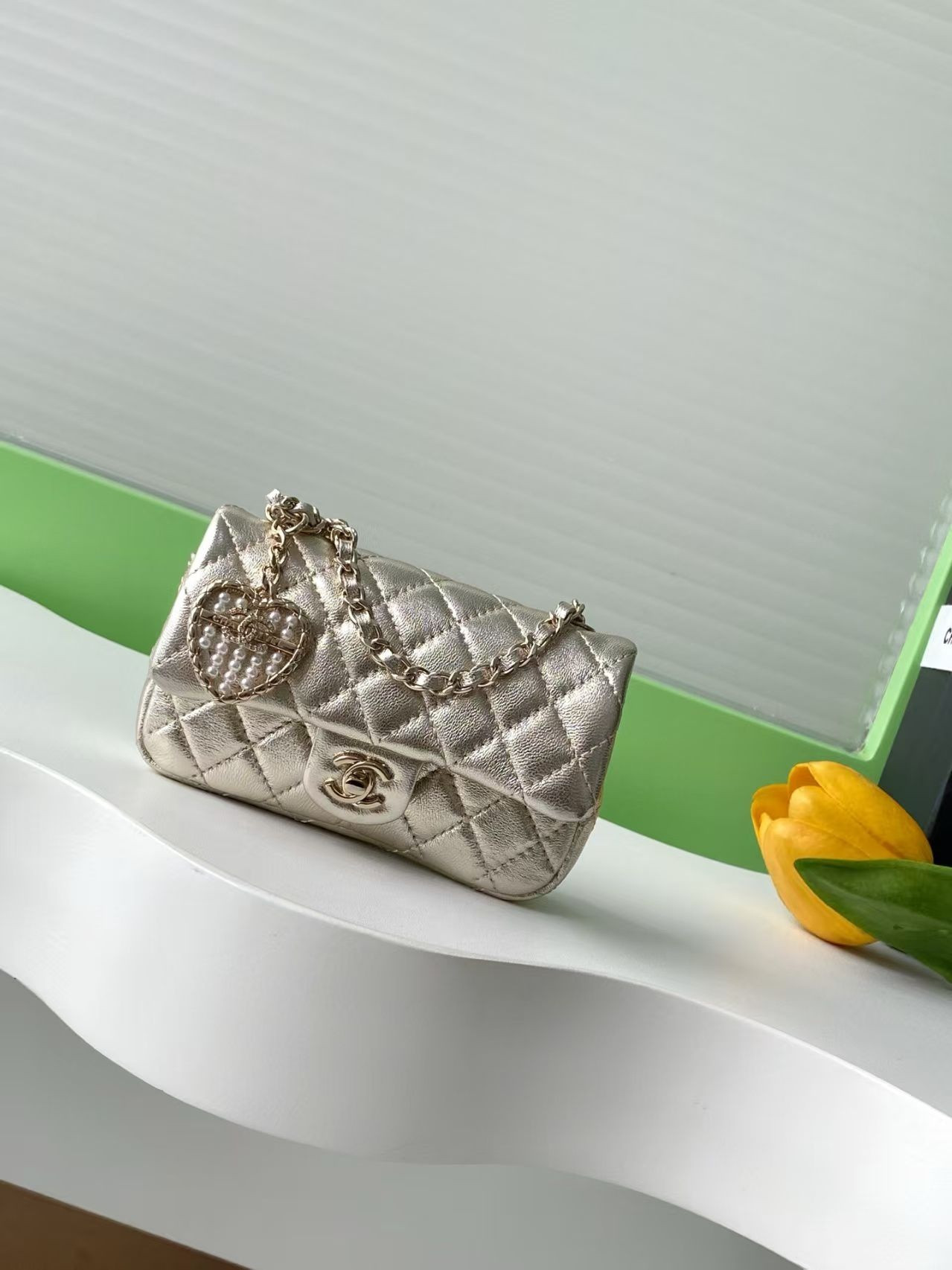 Ch*el Classic Mini Bag with Hook 8x12.5x5cm