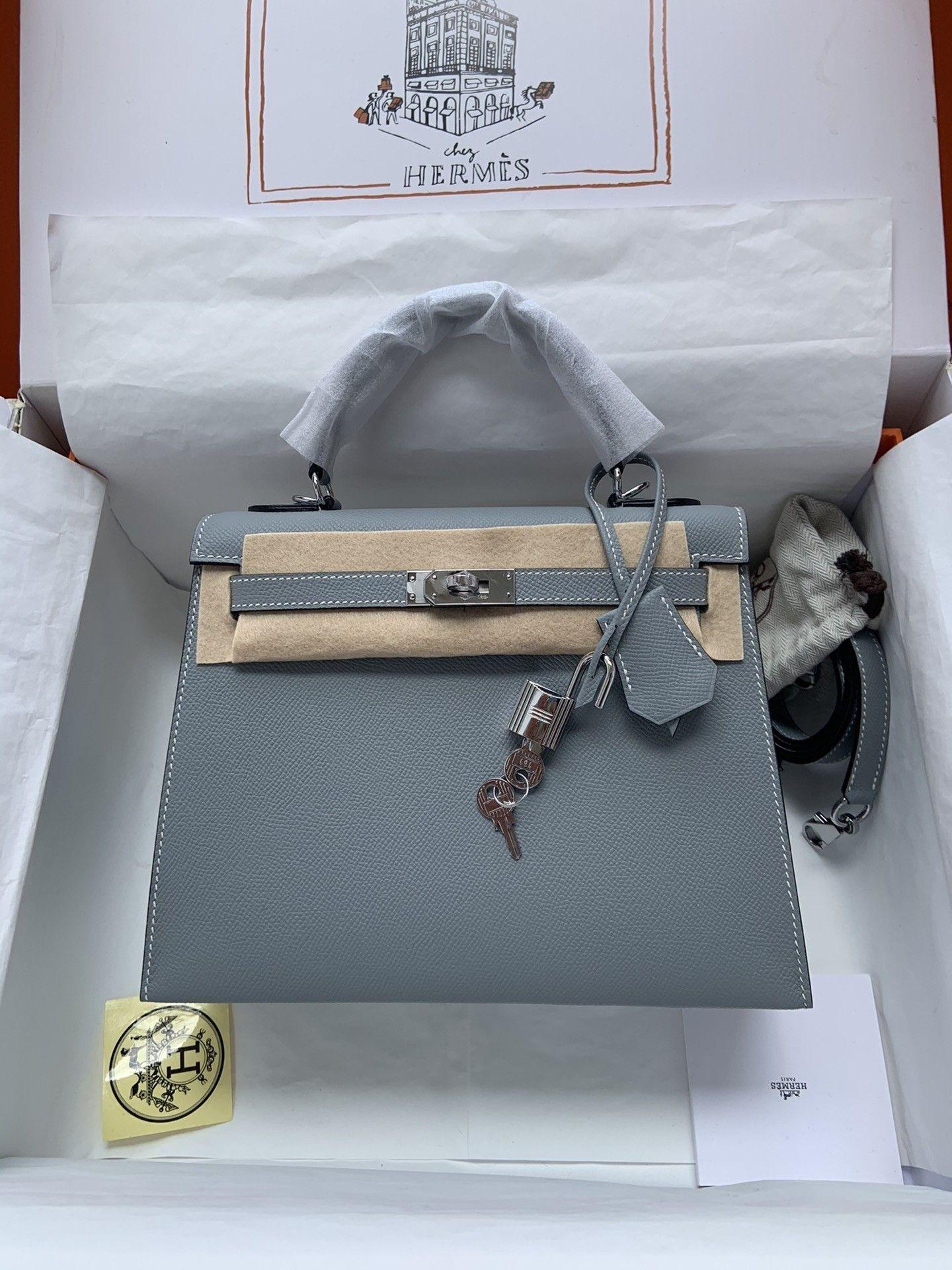HERMÈS Kelly Silver-tone Hardware 25 28