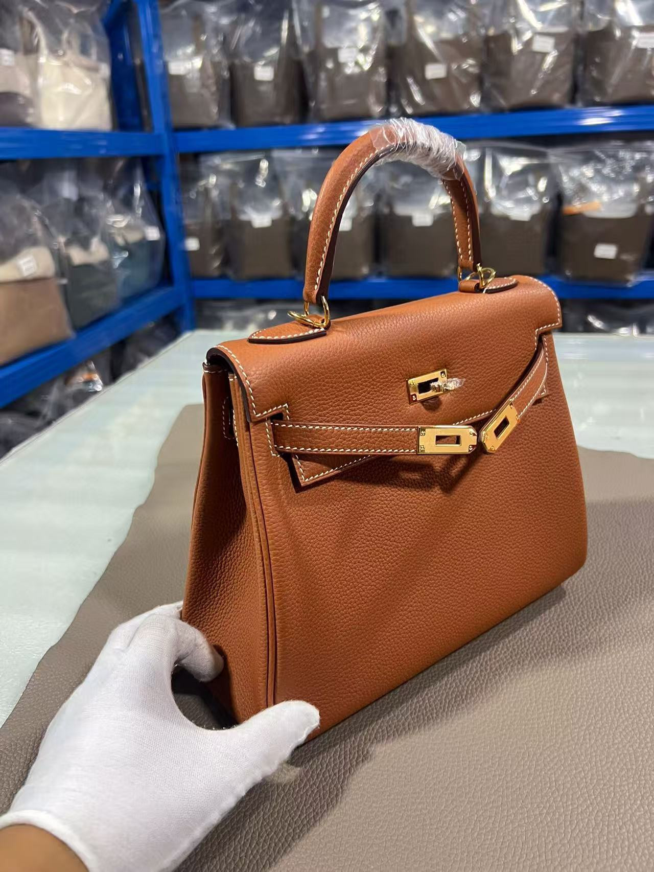 H**mes Togo Kelly Silver-tone Hardware 25