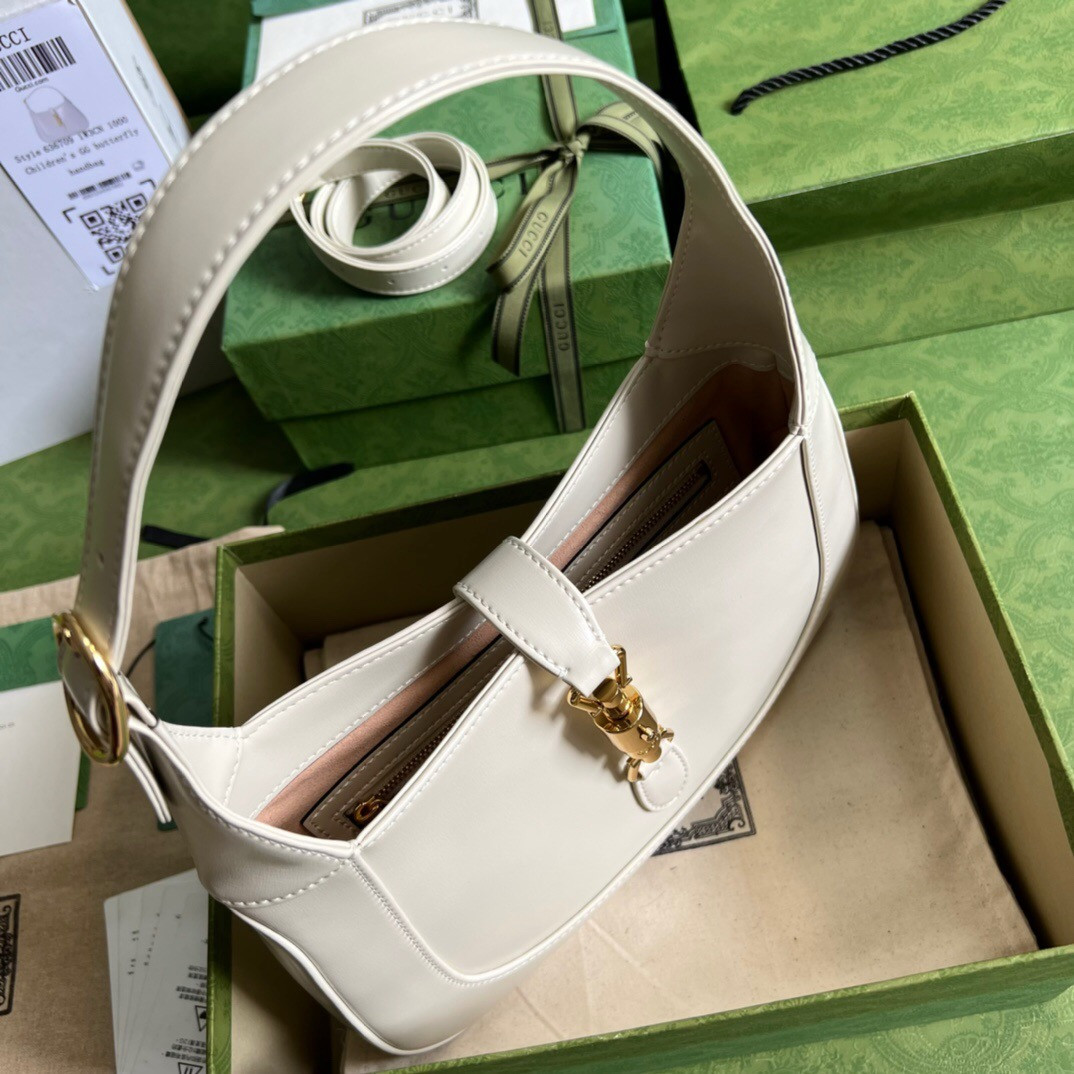 G*u*i JACKIE SMALL SHOULDER BAG Ivory 10.8"W x 7.5"H x 1.6"D