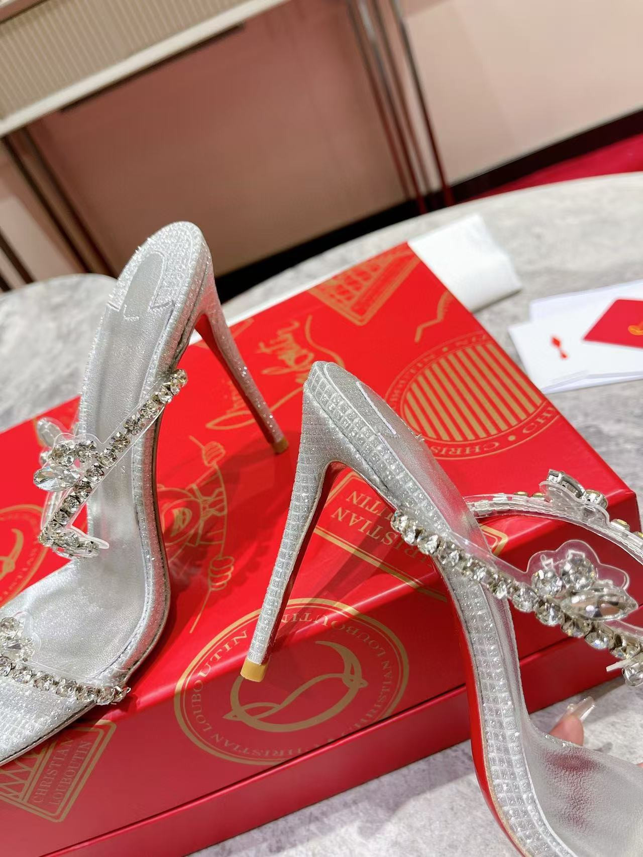 UA Ch**an Louboutin Just Queen 100 Heel Height crystal-embellished