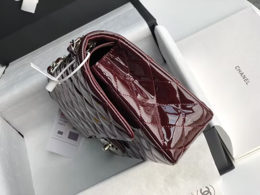 Ch*el  Classic Flap Bag Burgundy 25cm