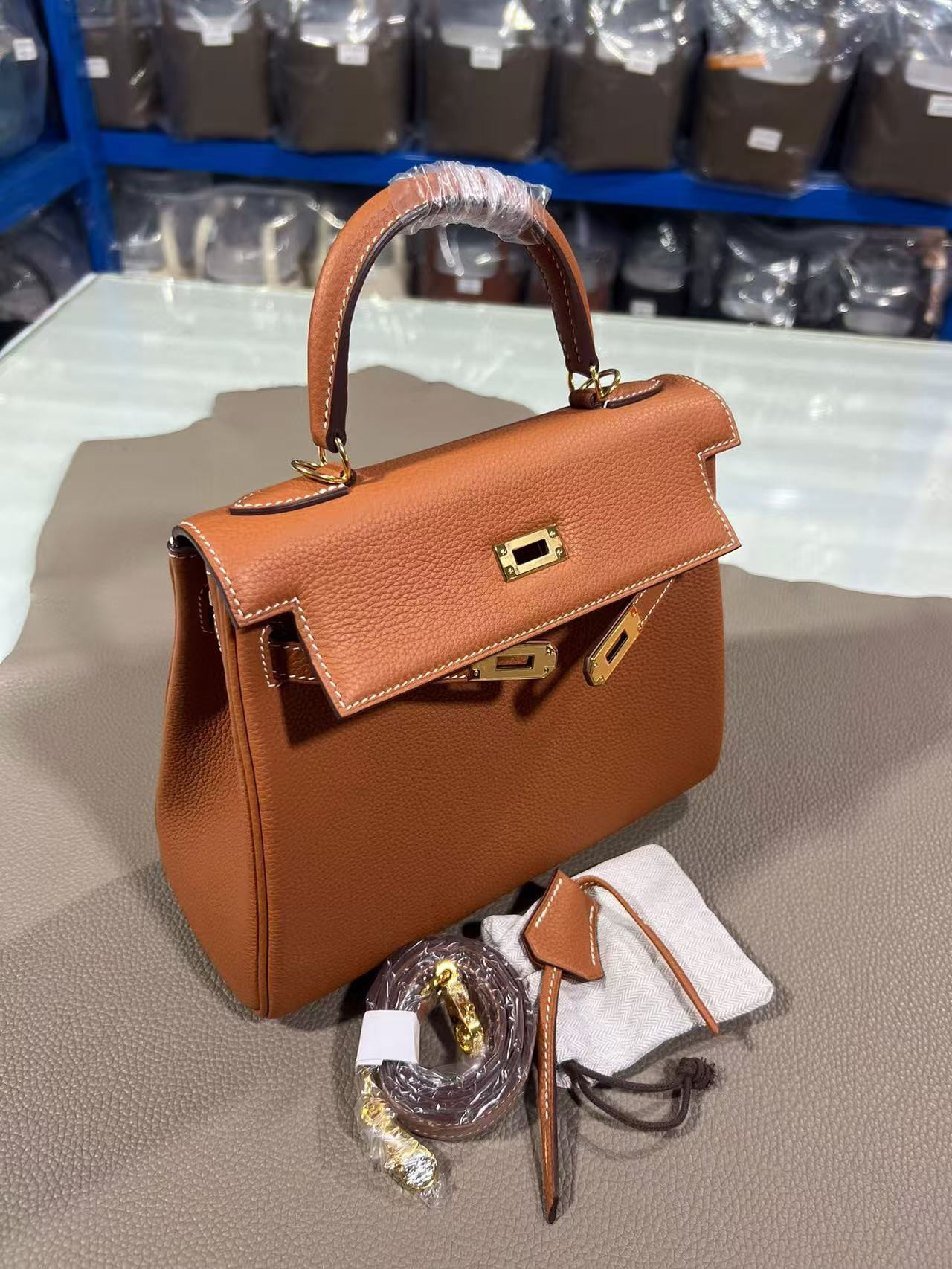 H**mes Togo Kelly Silver-tone Hardware 25