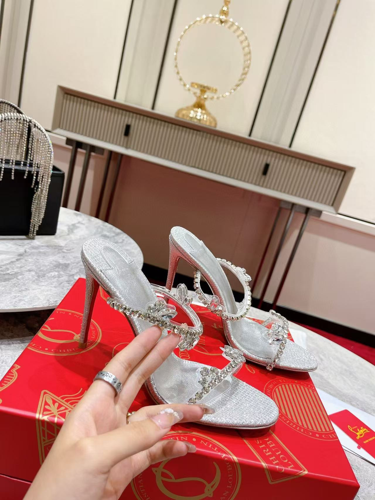 UA Ch**an Louboutin Just Queen 100 Heel Height crystal-embellished