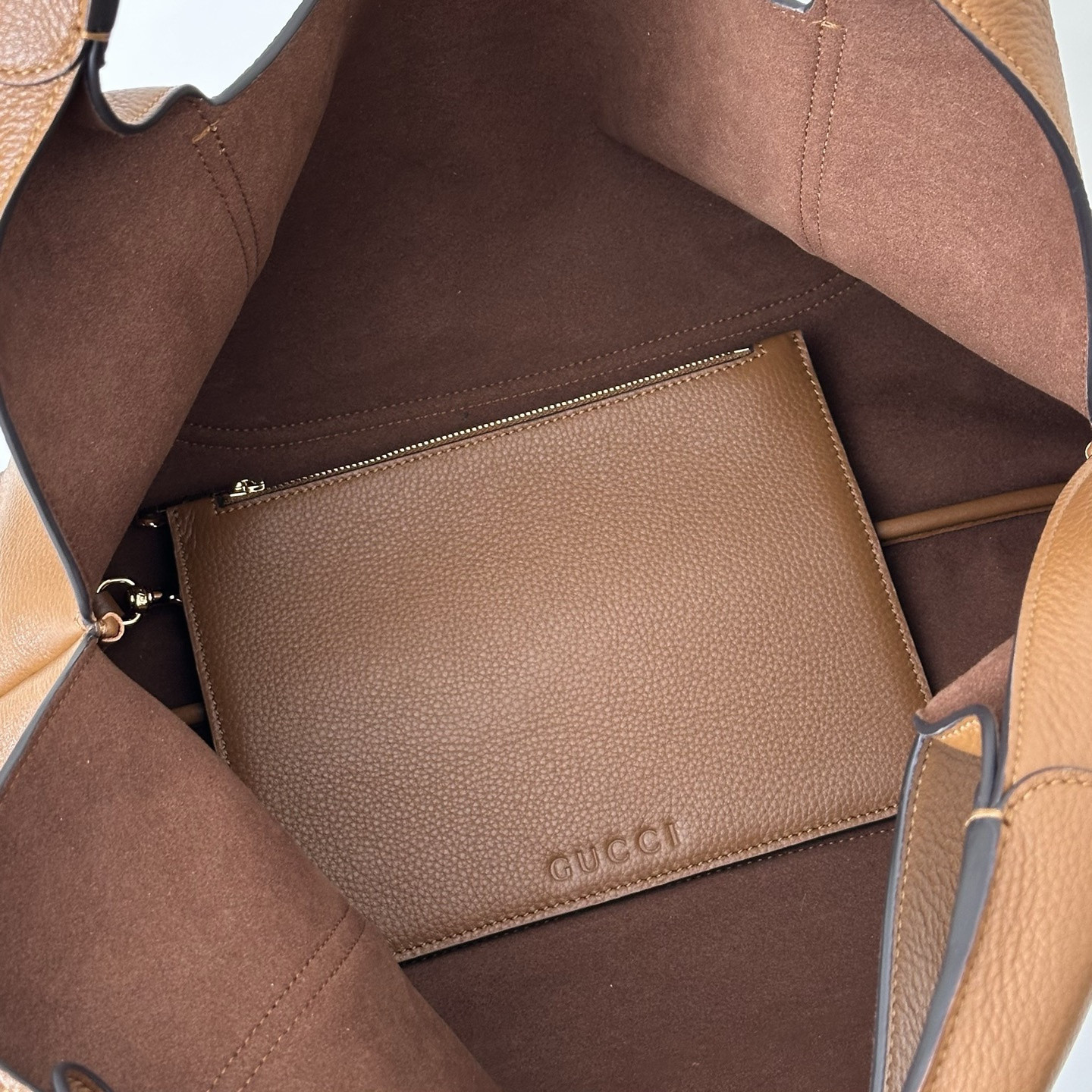 G*u*i Softbit Maxi Shoulder Bag Brown Leather 46x26x16cm