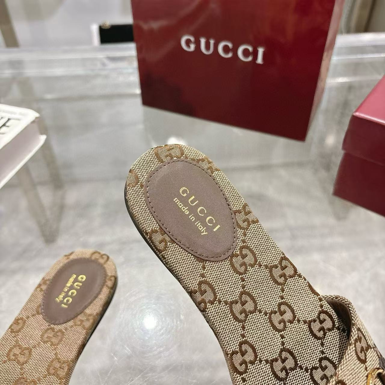 UA G*u*i GG Canvas Siaga Slide Sandals