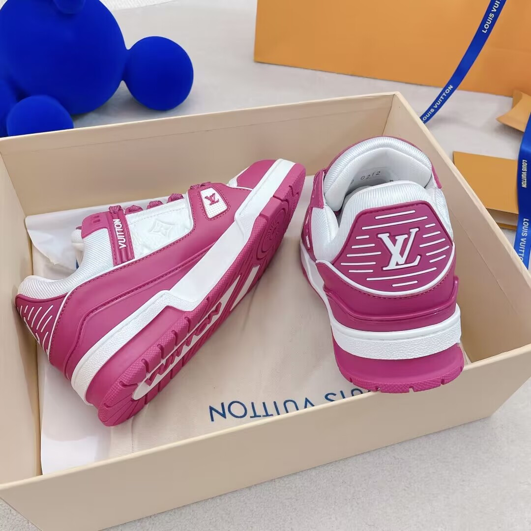 UA L0*is V*t0n LV Trainer Low White Fuchsia