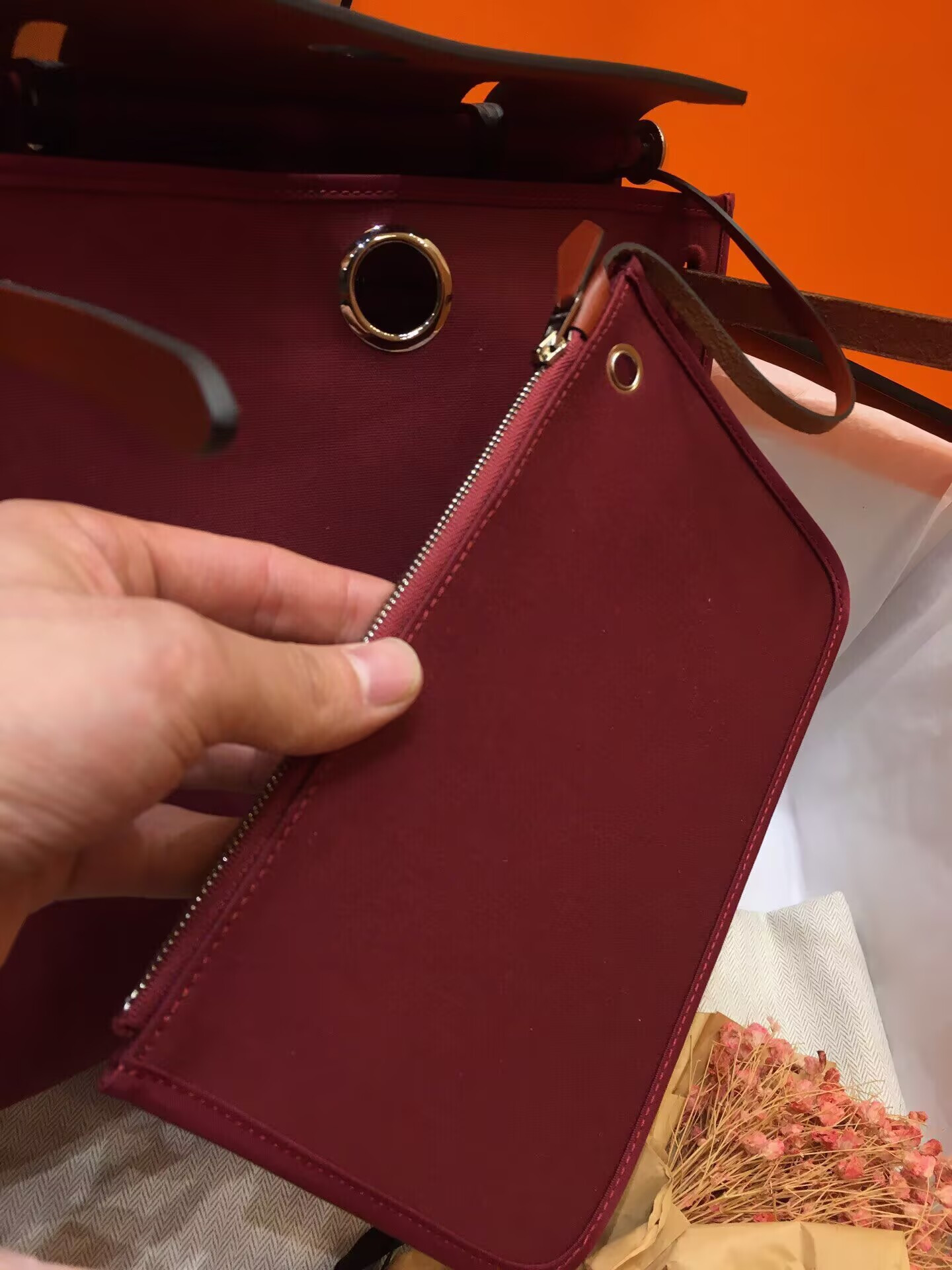 H**mes Herbag 31cm (Metallic finish selectable gold/ silver)