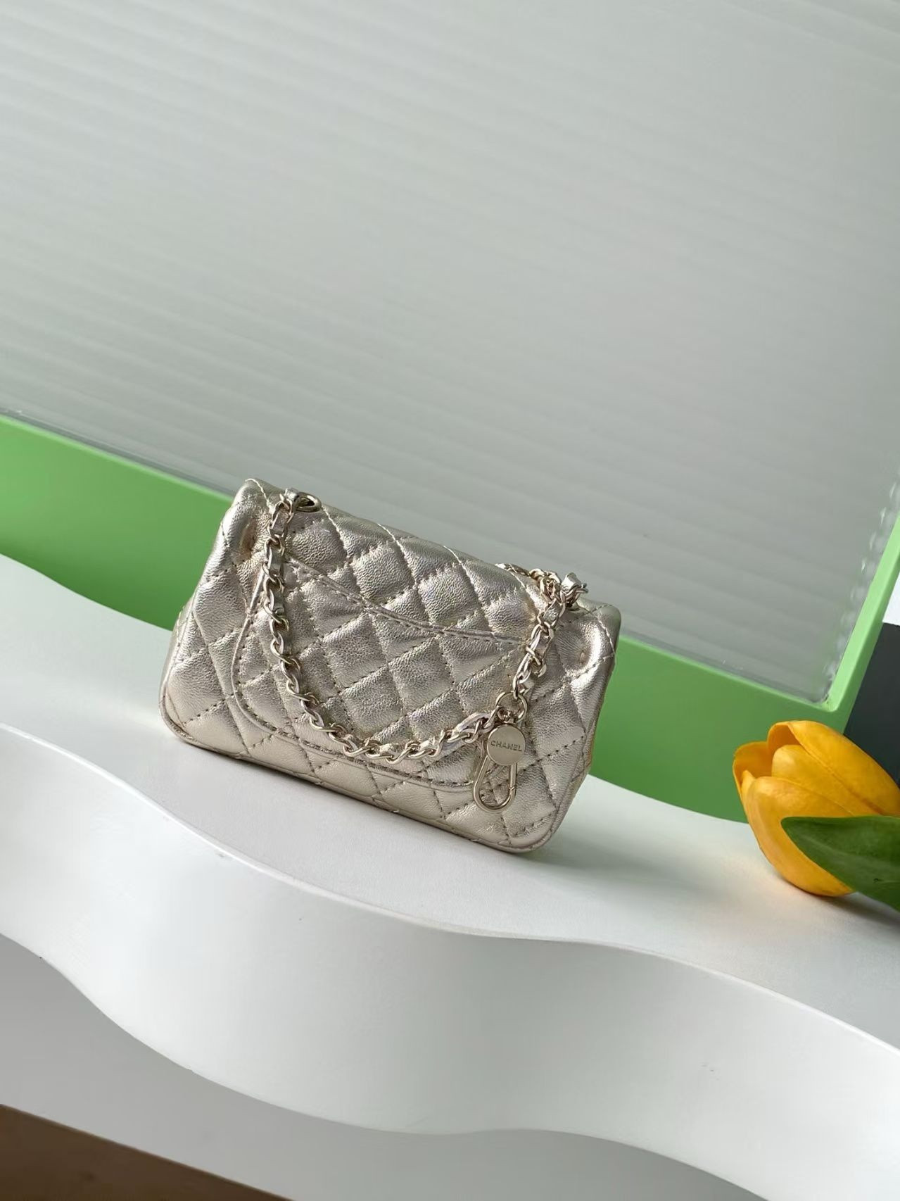 Ch*el Classic Mini Bag with Hook 8x12.5x5cm