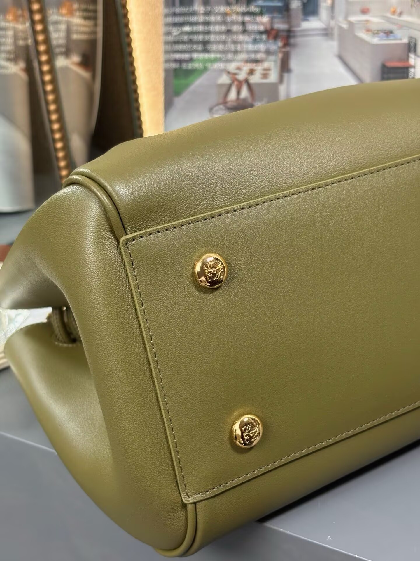 L0ew* Medium Madrid bag in S*pple calfskin 28.5x11x23cm