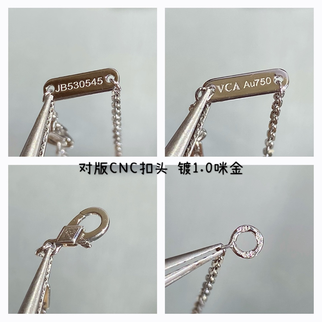 V*N CL*F & Arpels Medium Classic Natural purple chalcedony four-leaf clover Necklace Diameter approx 1.5cm,Chain length approx 40+5cm