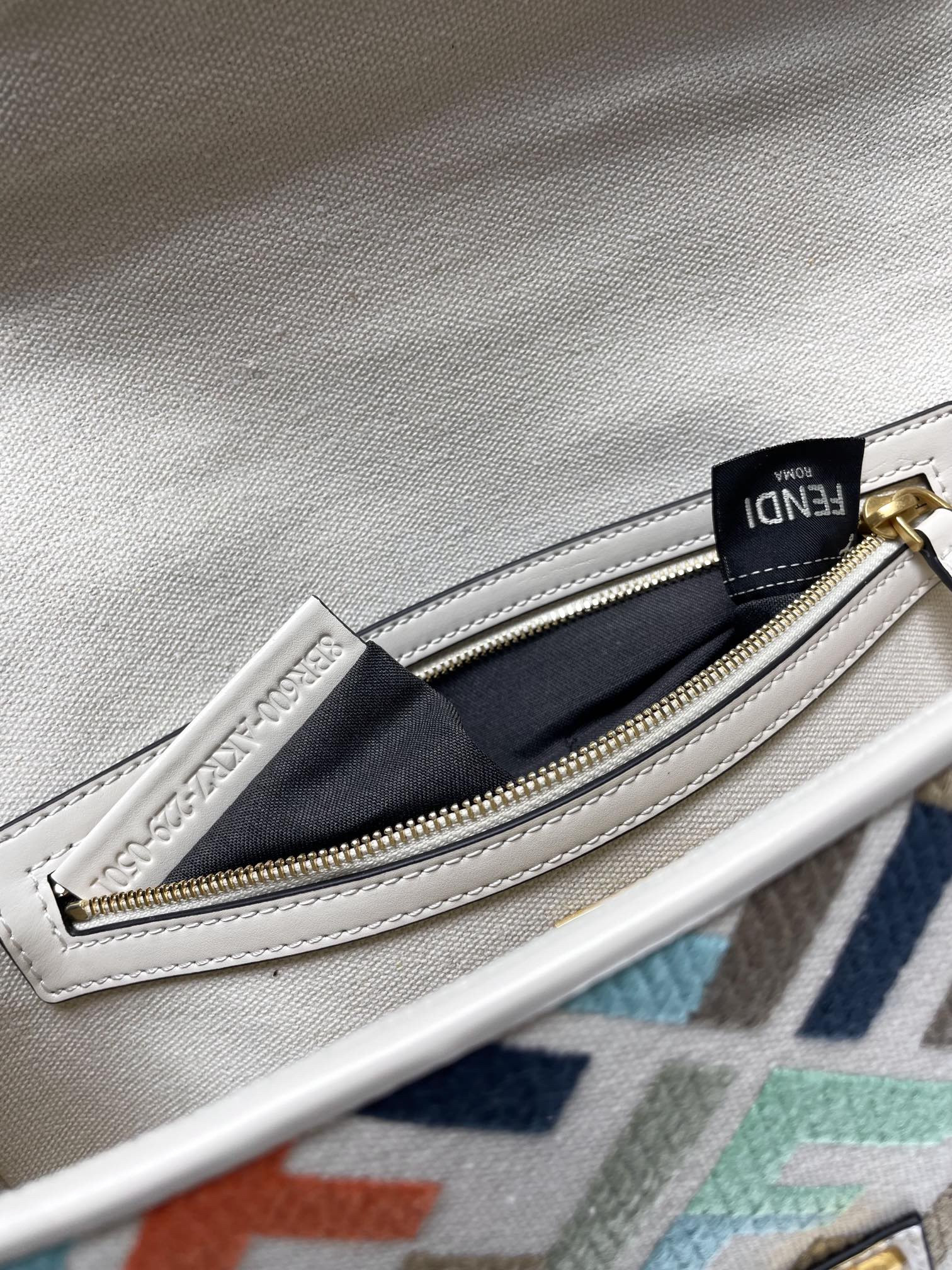 F**di Baguette Multicoloured Canvas Bag With FF Embroidery 15x6x27cm