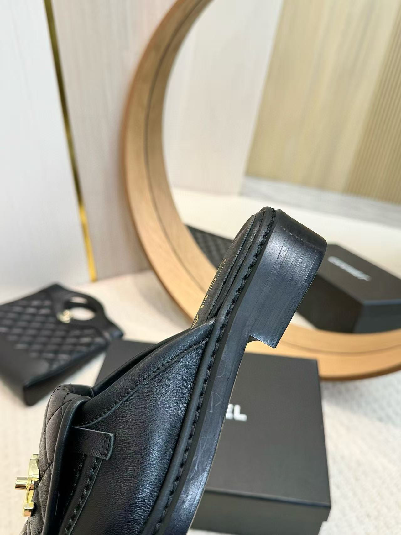 UA Ch*el Slides Leather Flats