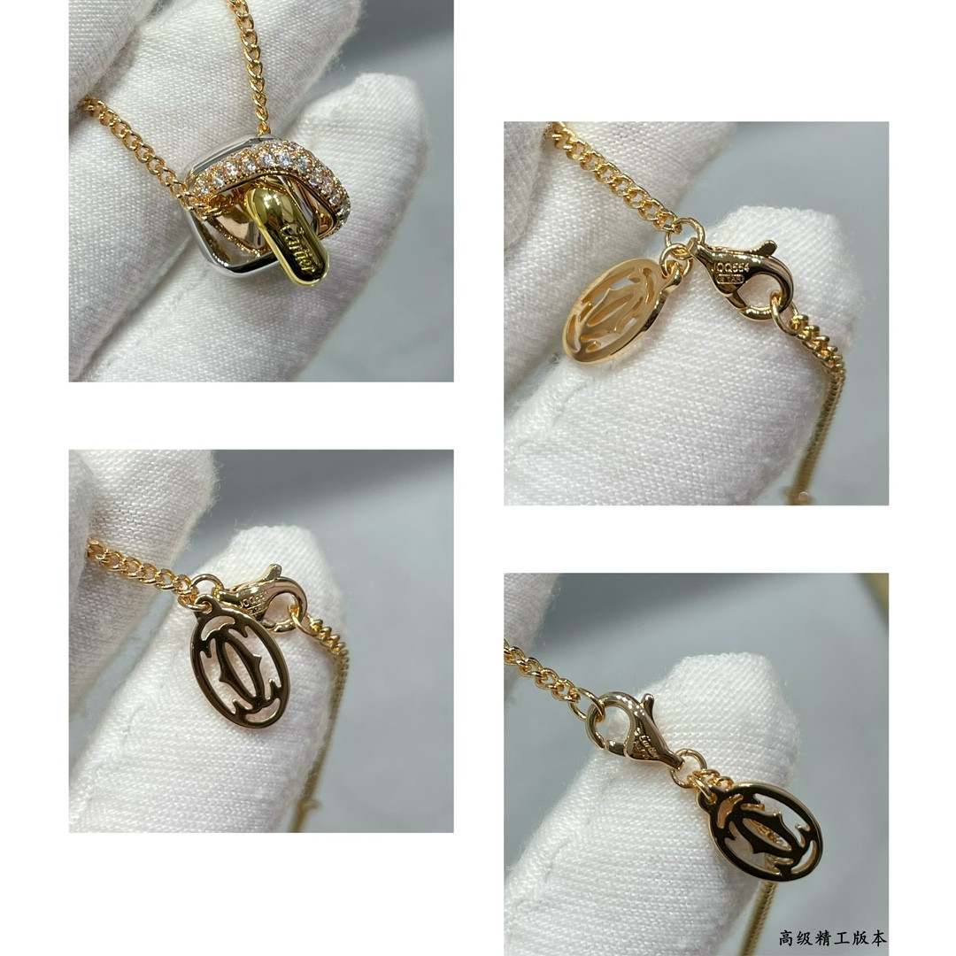 Ca*t*er square triple-ring Necklace