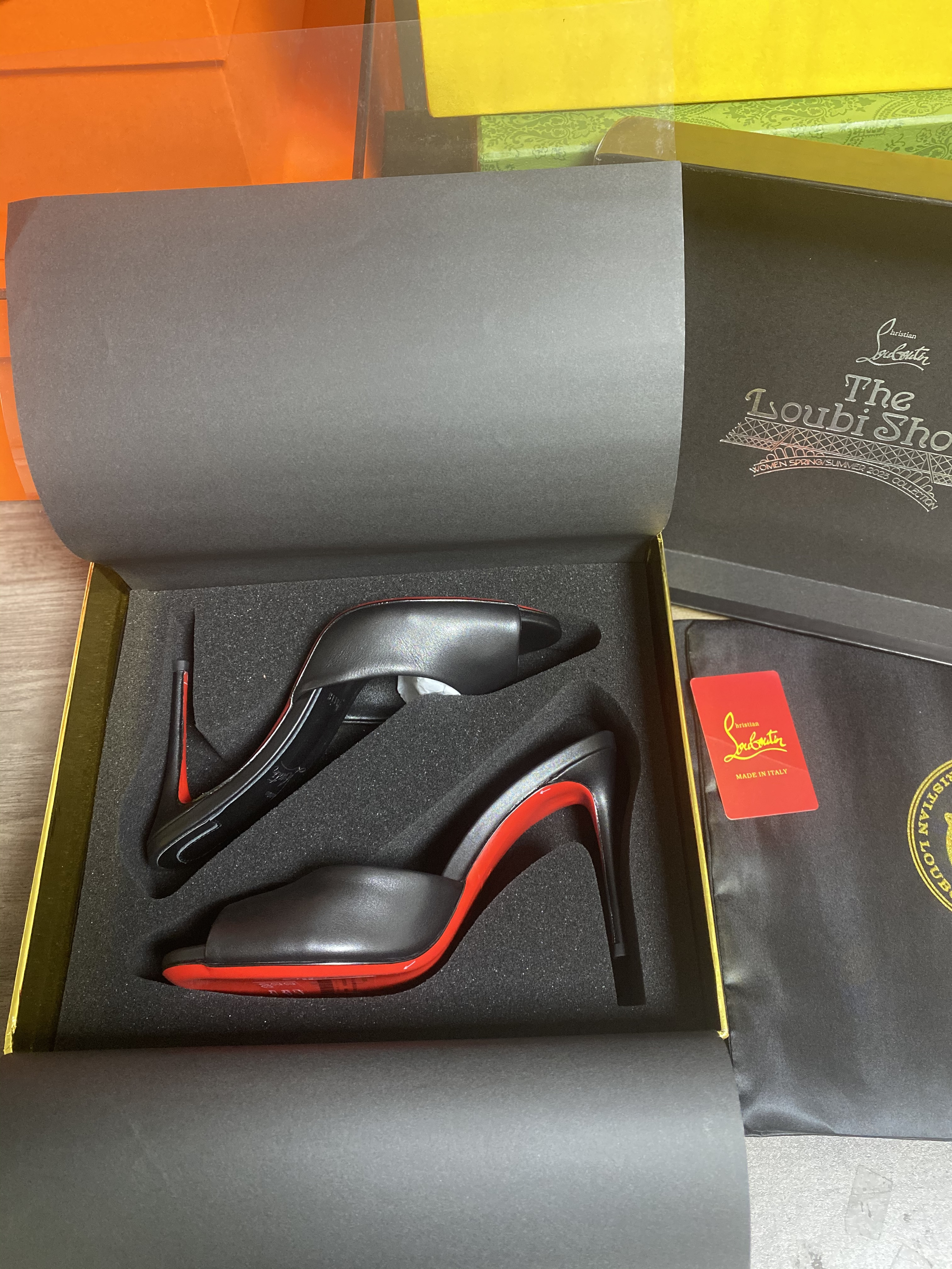 UA Ch**an Louboutin Me Dolly 100 Calfskin Leather Mules