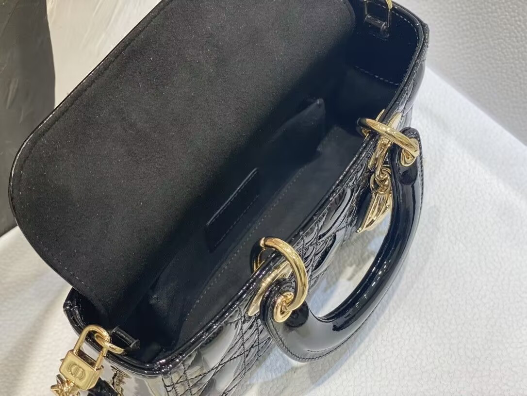 D*0r SMALL LADY D-JOY BAG BLACK  22x6x12cm