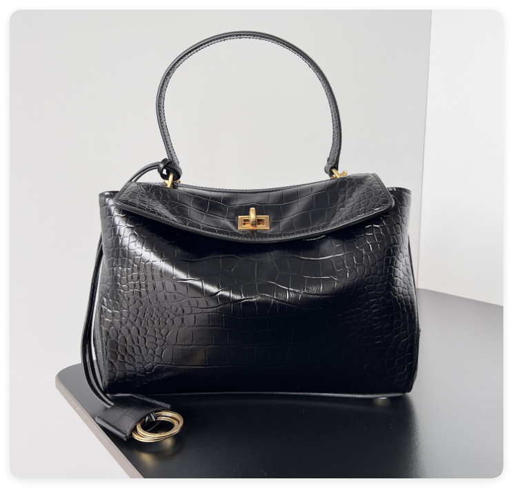 Ba*len*cia*ga Rodeo Mediun Croc-Embossed Top-Handle Bag 35x23.3x10.9cm