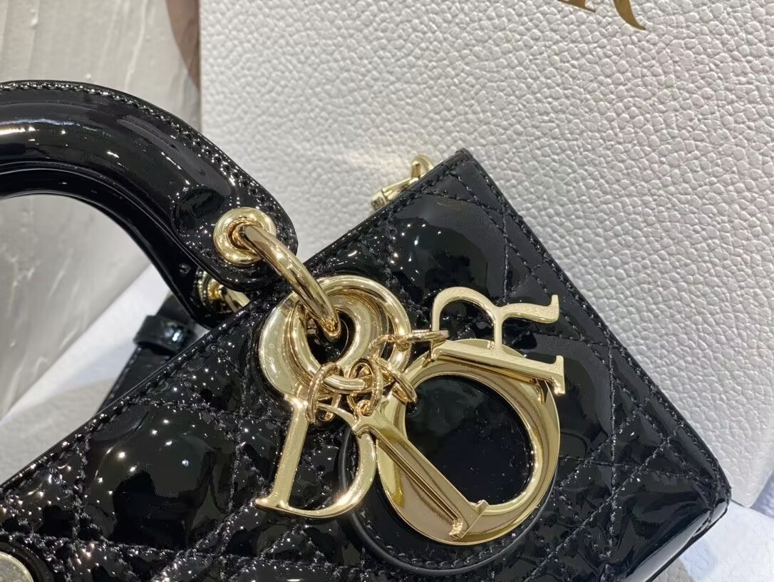 D*0r SMALL LADY D-JOY BAG BLACK  22x6x12cm