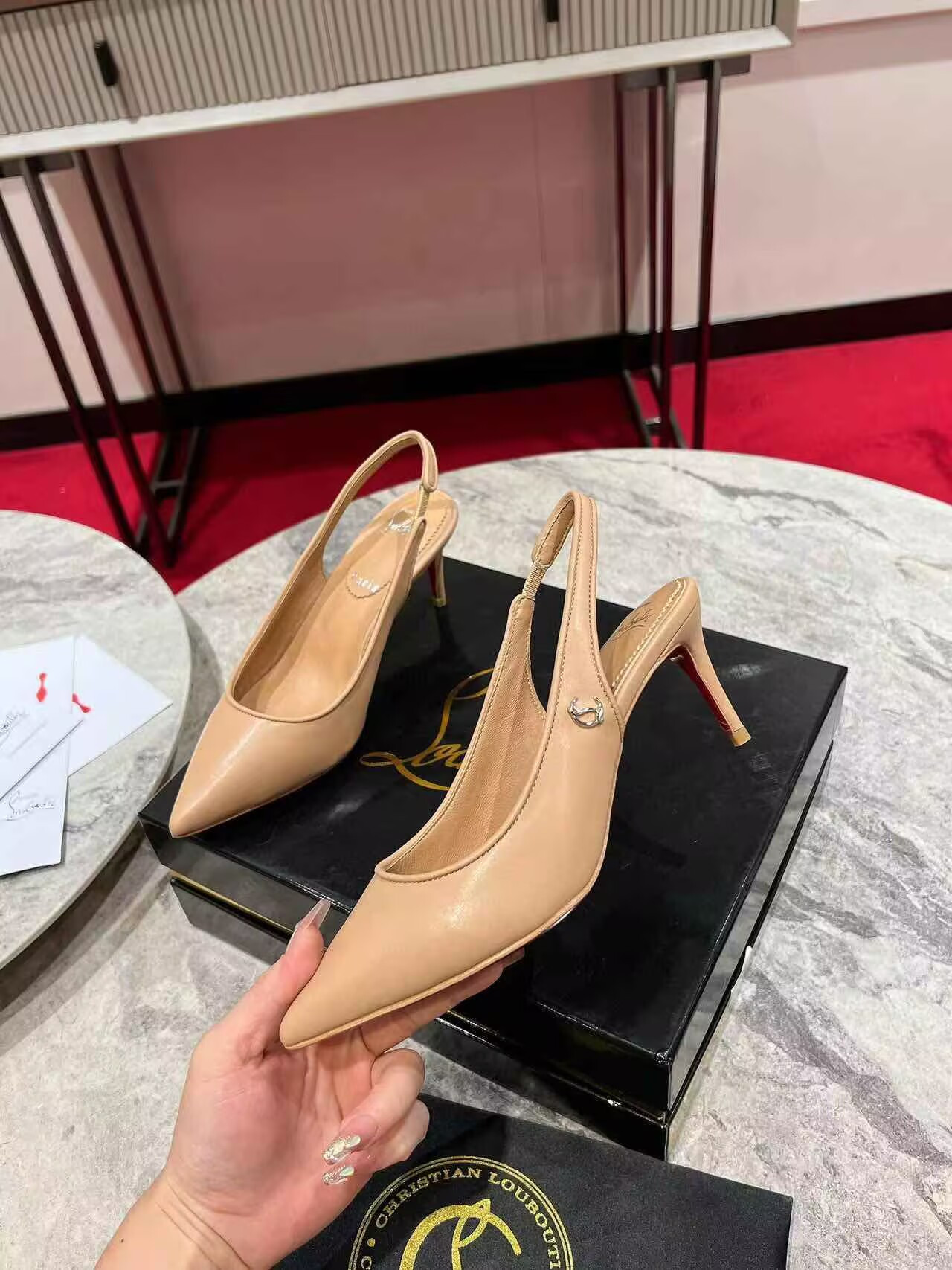 UA Ch**an Louboutin Sporty Kate Sling 65mm