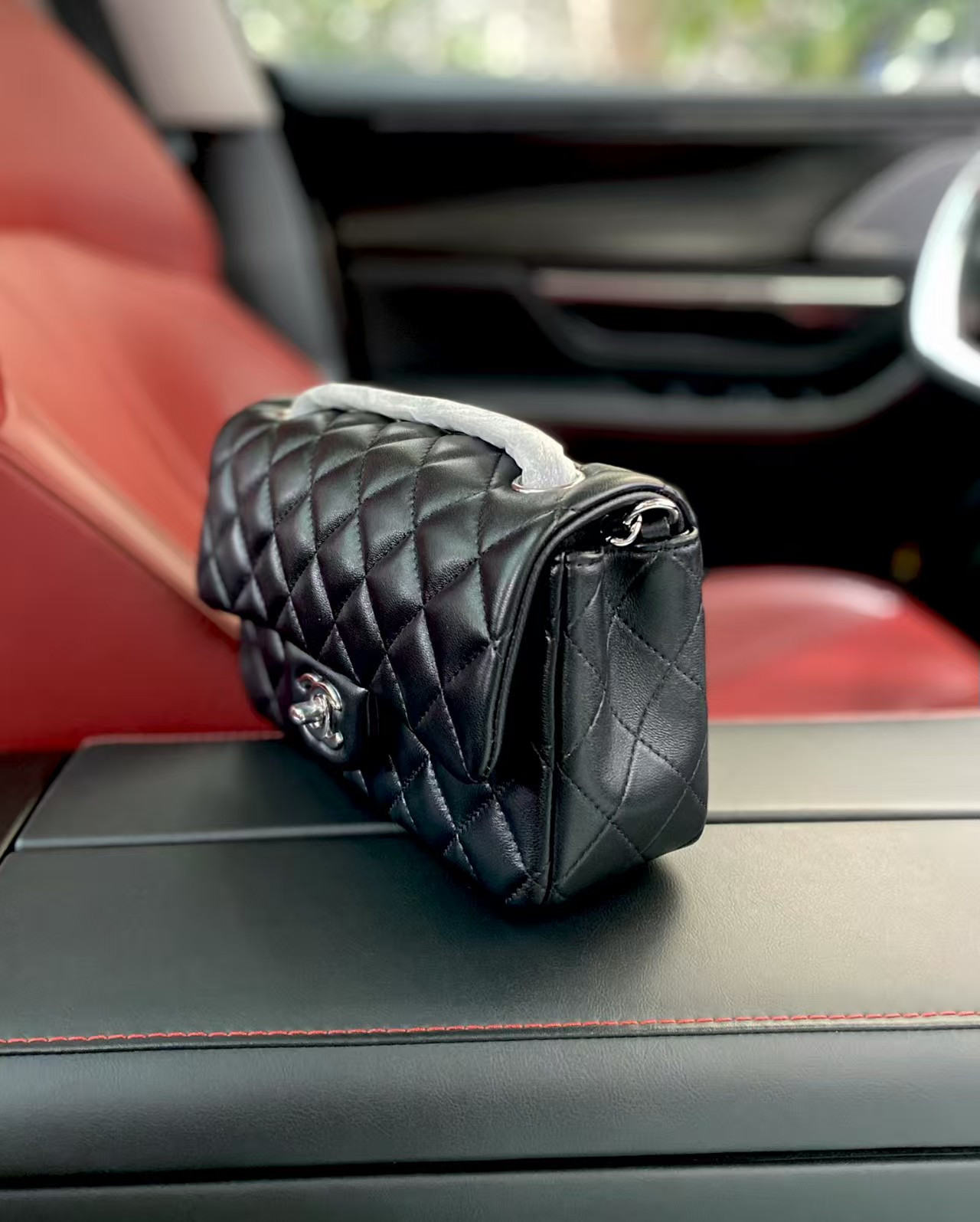 Ch*el Mini Flap Bag Black 12x20x6cm