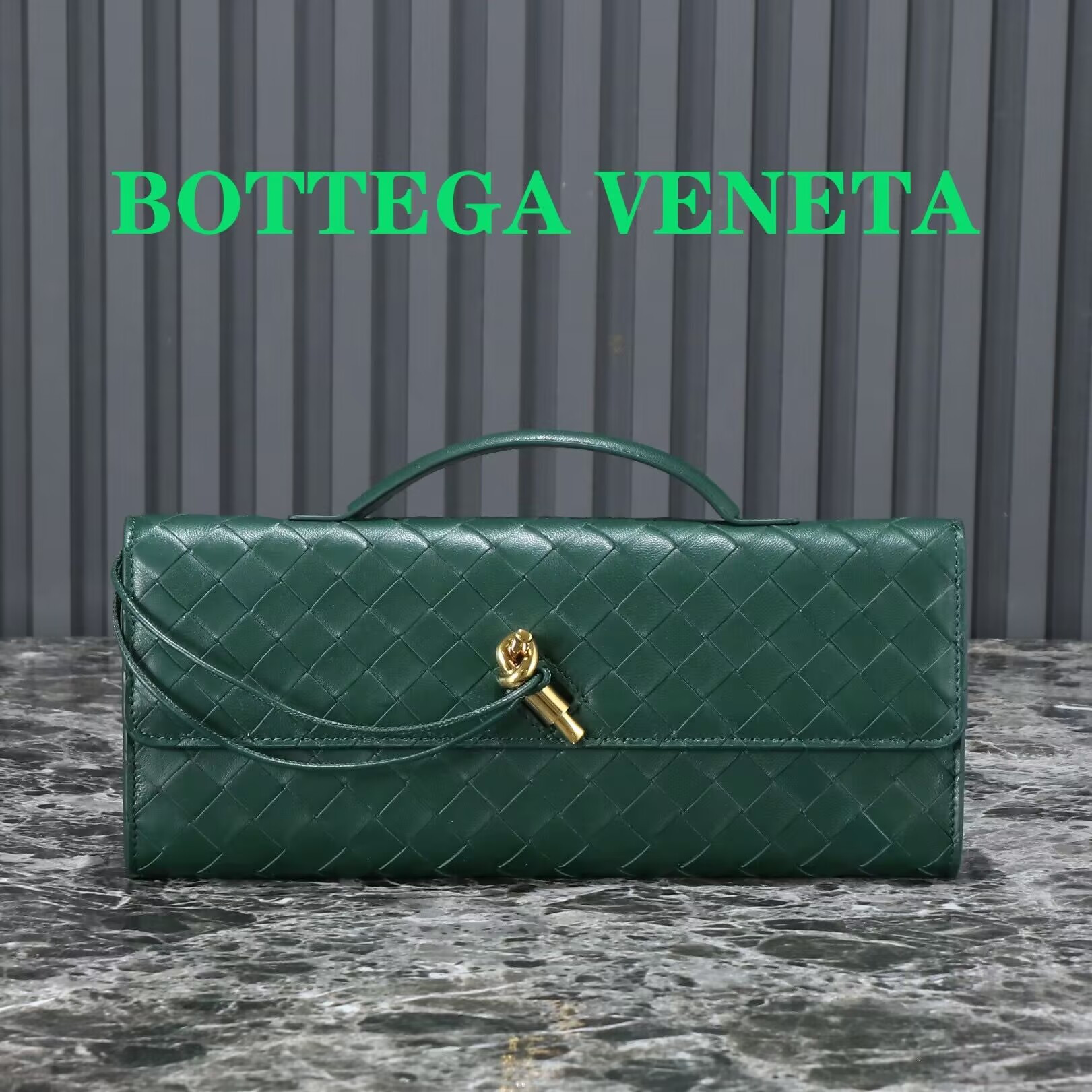Bo*te*ga Ve*ne*ta Long Clutch Andiamo With Handle Fondant 31x13x3cm
