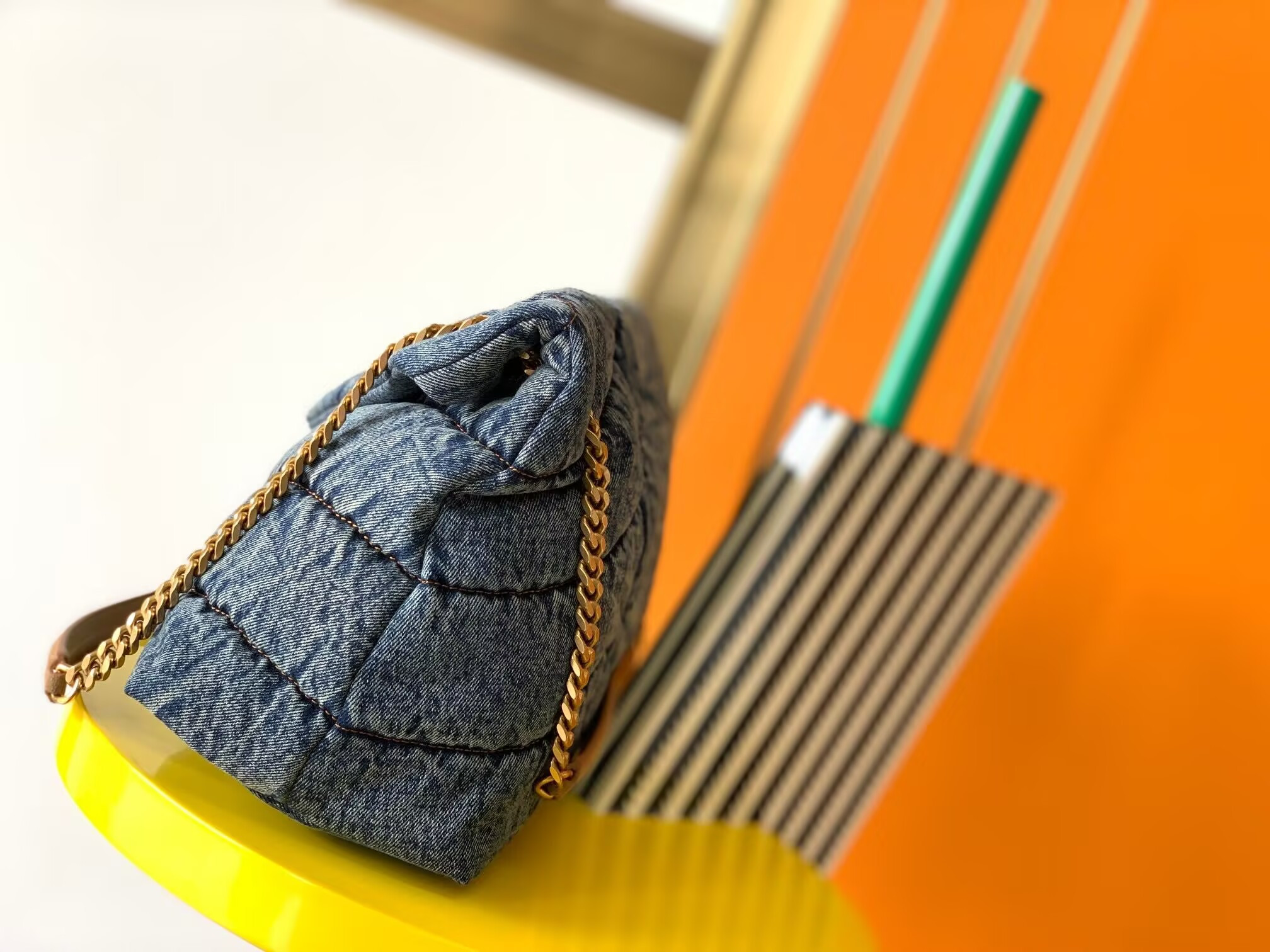 Y*L PUFFER in suede and denim 35x23x13.5cm