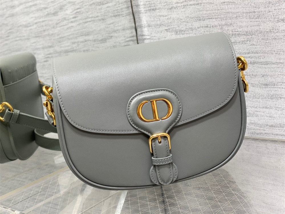 MEDIUM D*0r BOBBY BAG Grey Box Calfskin
