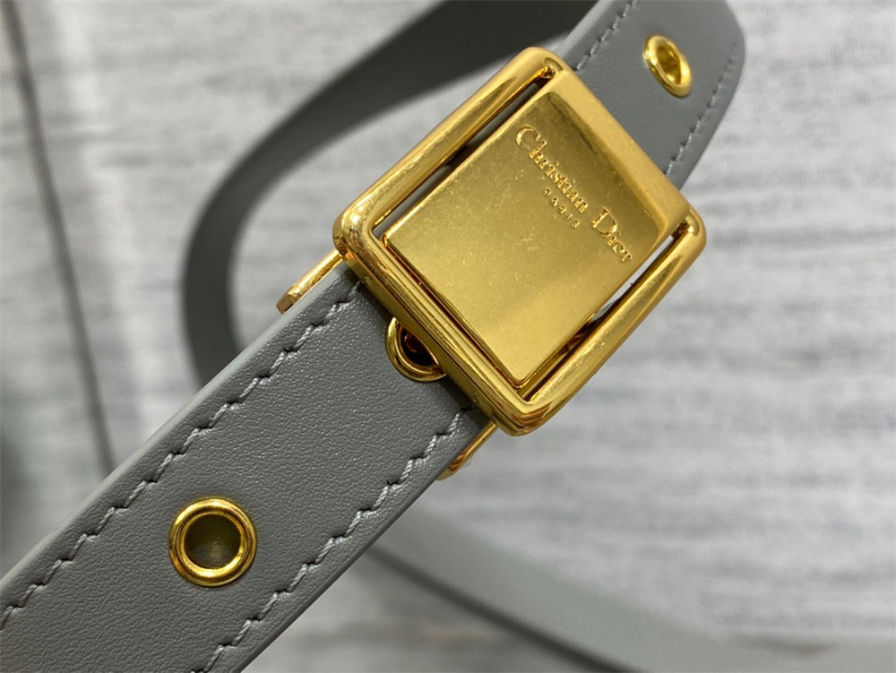 MEDIUM D*0r BOBBY BAG Grey Box Calfskin