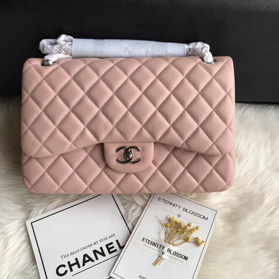 Ch*el CLASSIC FLAP JUMBO 30CM CF PINK SILVER 7.6 × 11.7 × 3.9 in