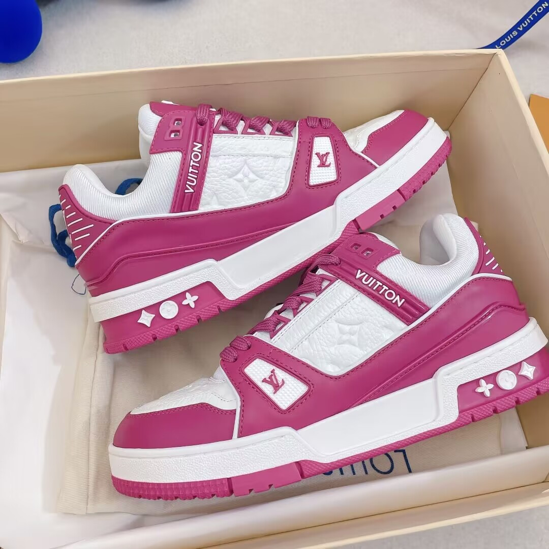 UA L0*is V*t0n LV Trainer Low White Fuchsia