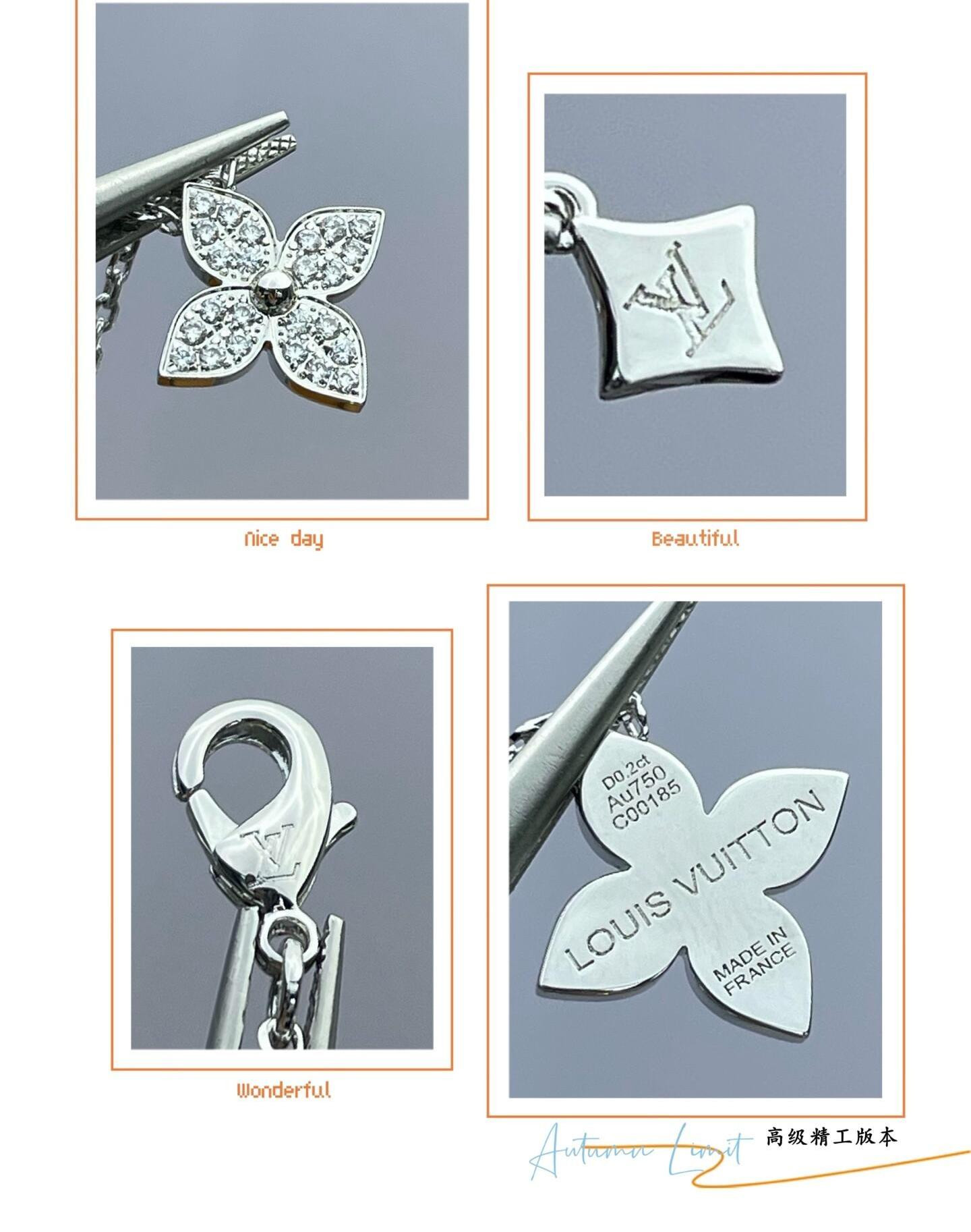 lv single flower full Di*m*nd necklace