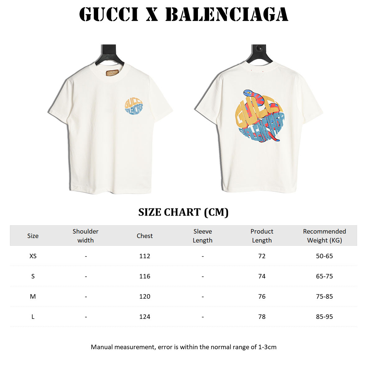 G*u*i X Ba*len*cia*ga 25SS Short-sleeved T-shirt