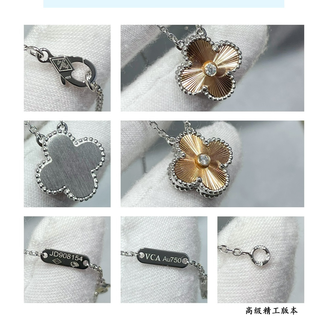 V*N CL*F & Arpels Medium Classic Four Leaf Clover Necklace Diameter approx 1.5cm,Chain length approx 40+5cm