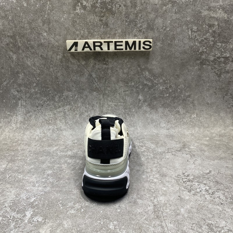 Ch*el Velvet Calfskin & Mixed Fibers Sneaker Ivory