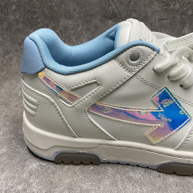 OFF-WHITE Out Of Office OOO Low Tops White Iridescent Blue
