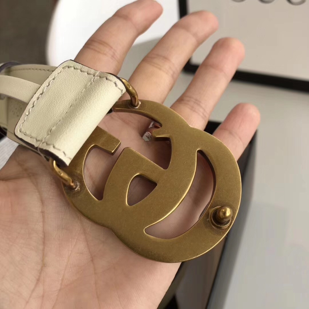 G*u*i Reversible leather Belt with Double G Buckle