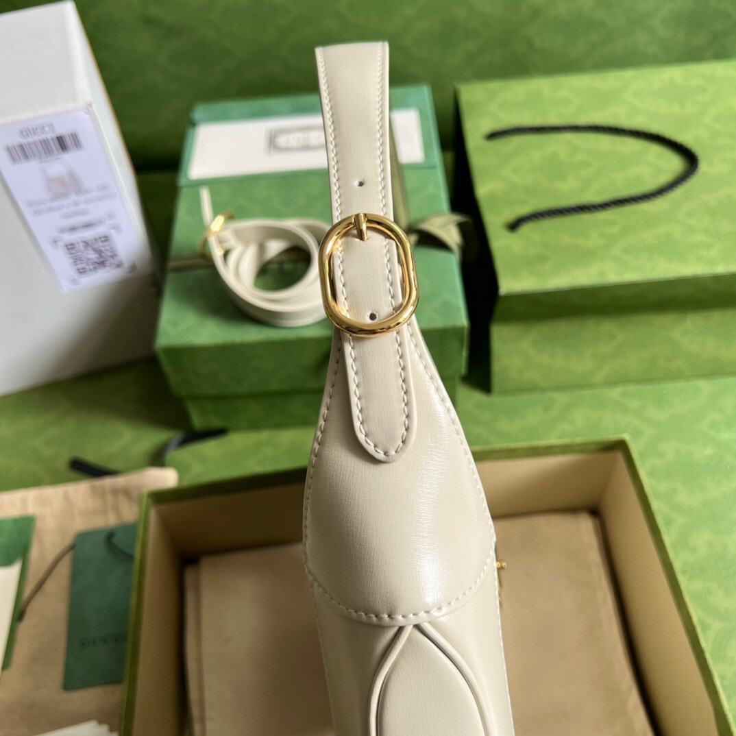 G*u*i JACKIE SMALL SHOULDER BAG Ivory 10.8"W x 7.5"H x 1.6"D