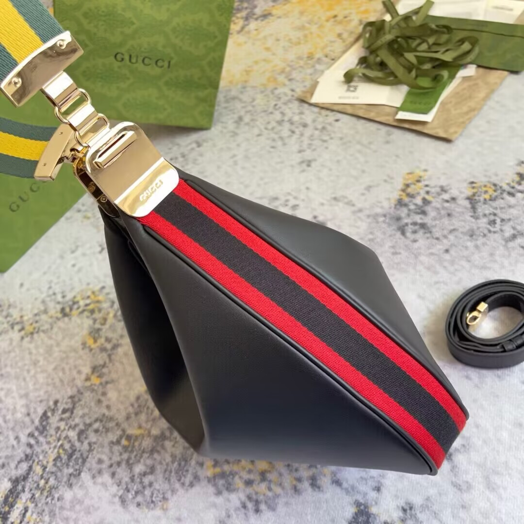 G*u*i ATTACHE MEDIUM SHOULDER BAG BLACK 13.8″W x 12.6″H x 2.4″D