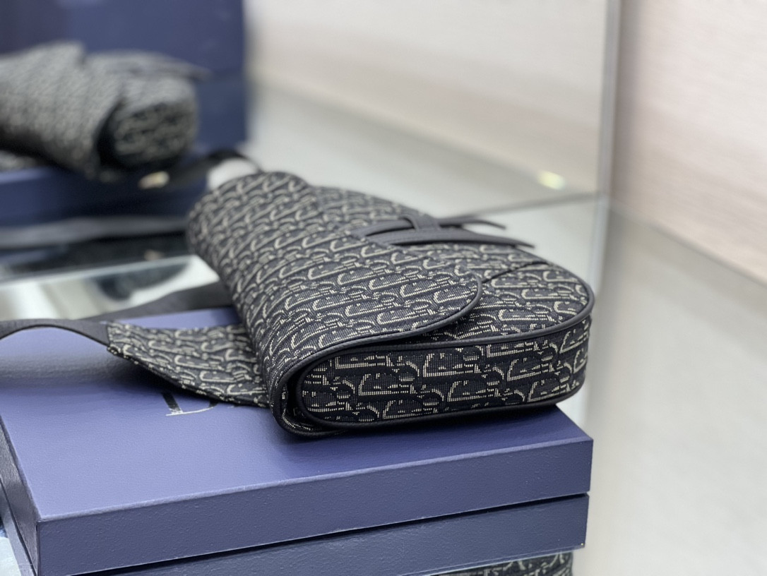 Ch**an D*0r Saddle Crossbody Bag Oblique Canvas 26 x 19 x 4.5 cm