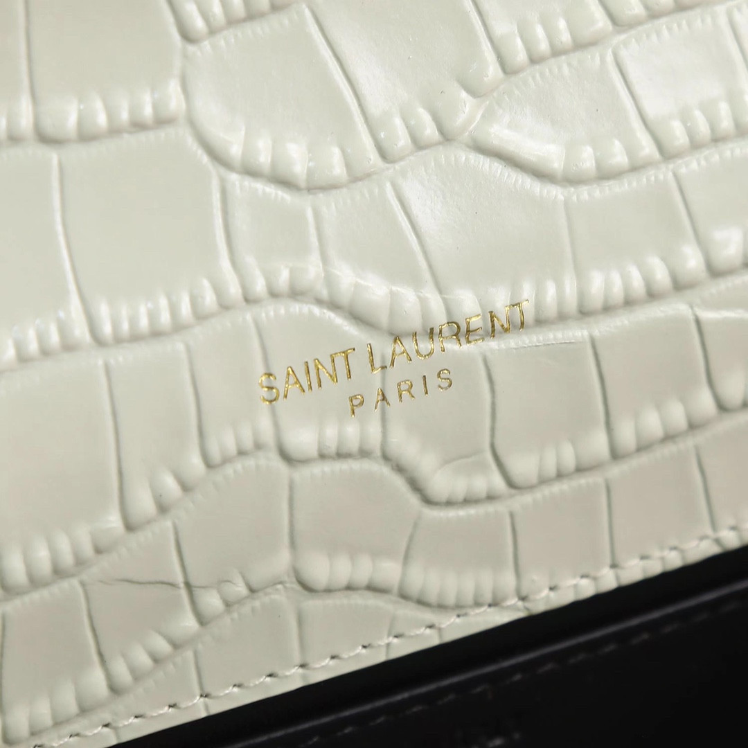 Y*L UPTOWN CHAIN WALLET IN CROCODILE-EMBOSSED SHINY LEATHER 7.5 X 4.7 X 1.2 INCHES