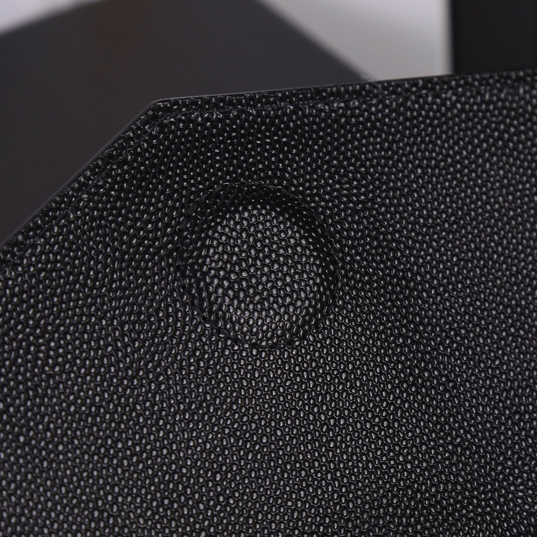 Y*L UPTOWN POUCH IN GRAIN DE POUDRE EMBOSSED LEATHER BLACK 10.6 X 6.2 X 0.7 INCHES