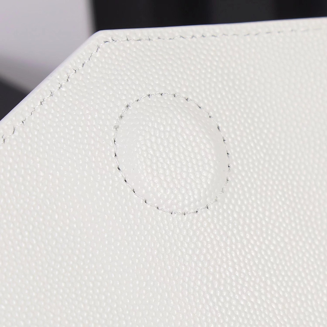 Y*L UPTOWN POUCH IN GRAIN DE POUDRE EMBOSSED LEATHER BLANC VINTAGE 10.6 X 6.2 X 0.7 INCHES