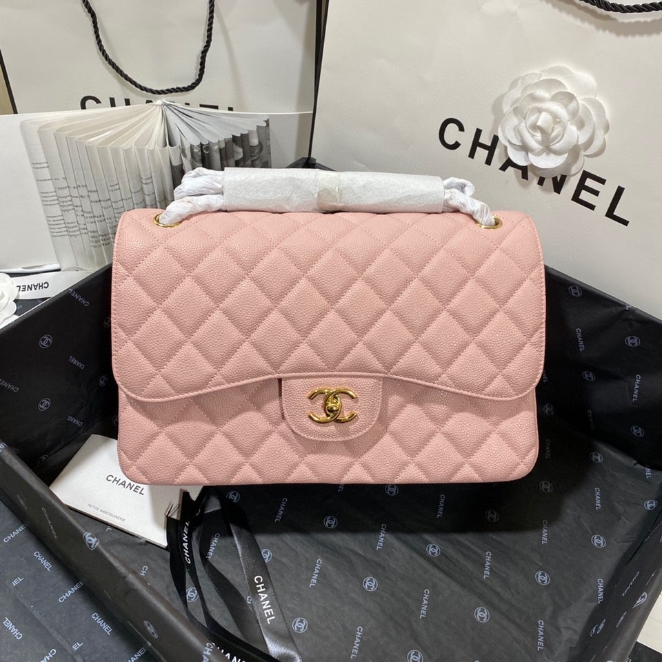 Ch*el Classic Flap Jumbo 30cm CF Pink Gold 7.6 × 11.7 × 3.9 in