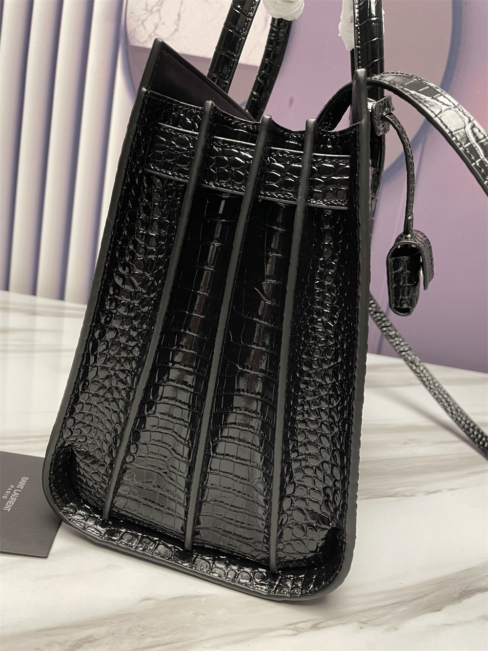 Y*L SAC DE JOUR SMALL IN CROCODILE EMBOSSED LEATHER