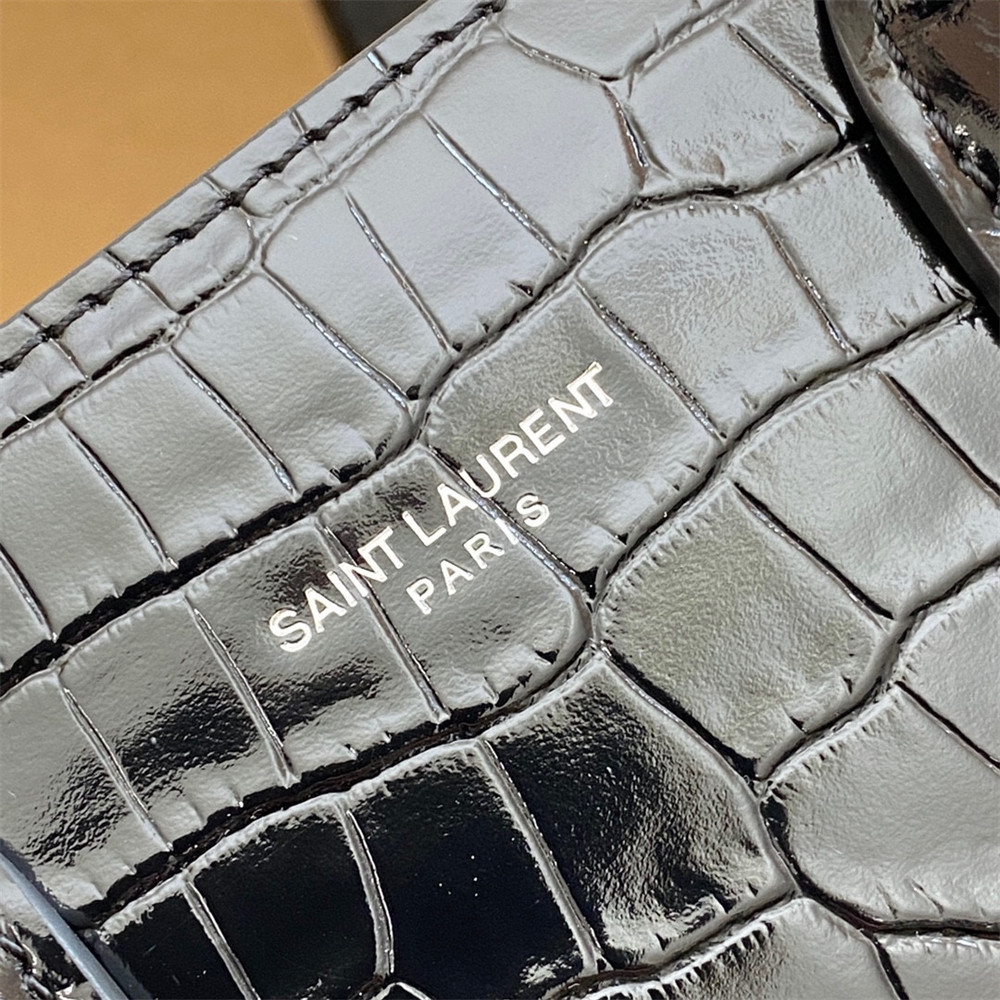 Y*L SAC DE JOUR BABY IN CROCODILE EMBOSSED LEATHER BLACK