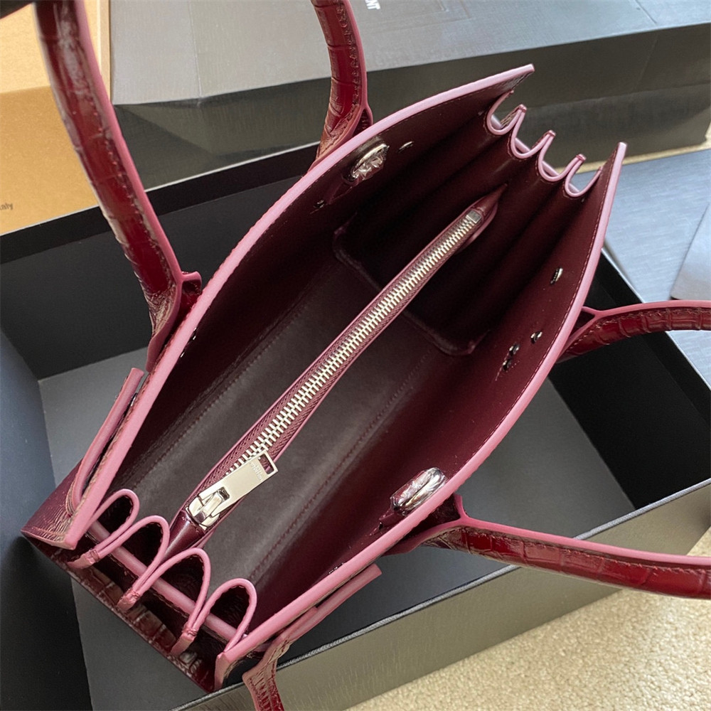 Y*L SAC DE JOUR BABY IN CROCODILE EMBOSSED LEATHER RED