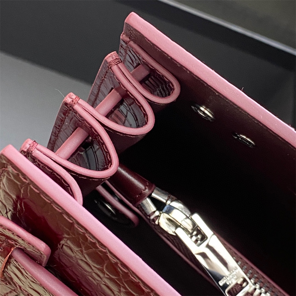 Y*L SAC DE JOUR BABY IN CROCODILE EMBOSSED LEATHER RED